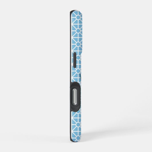青と白のかわいらしパターンの写真 iPhoneケース (右側面)