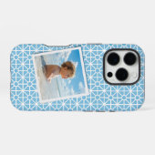 青と白のかわいらしパターンの写真 iPhoneケース (裏面横)