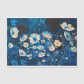 青と白のかわいらしフローラの離れ切り離し143 薄葉紙 (正面)