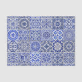 青と白のかわいらしヴィンテージキッチンタイルのコラージュ 薄葉紙 (正面)