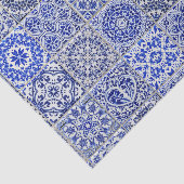 青と白のかわいらしヴィンテージキッチンタイルのコラージュ 薄葉紙 (詳細)