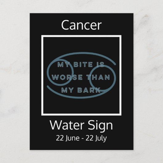 青と白のがん〔占星術の〕十二宮図徴候おもしろい引用文 ポストカード (正面)
