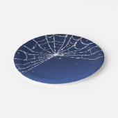 青と白のきらめくダイヤモンドスパイダーウェブ ペーパープレート (アングル)