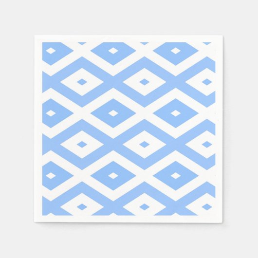 青と白のひし形 スタンダードカクテルナプキン (正面)