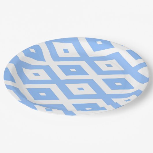 青と白のひし形 ペーパープレート (アングル)