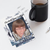 青と白のひまわりアートと写真と引用文 サンキューカード