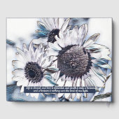 青と白のひまわりアート |写真 |葬儀 ゲストブック (裏面)