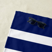 青と白のを持つ白ストライプタコ ビーチタオル (インサイチュ)