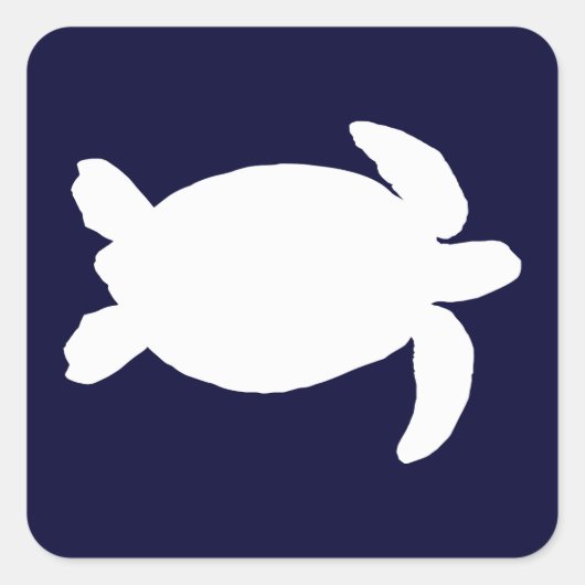 青と白のアカウミガメ スクエアシール (正面)