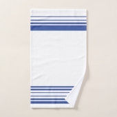 青と白のアクセントストライプ付き バスタオルセット (ハンドタオル)