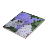青と白のアゲラタム花フローラ タイル (側面)
