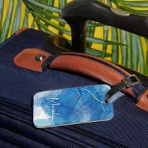 青と白のアゲート大理石抽象芸術名モノグラム