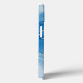 青と白のアゲート大理石抽象芸術名モノグラム Case-Mate iPhoneケース (裏面 / 右)