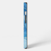 青と白のアゲート大理石抽象芸術名モノグラム iPhoneケース (左側面)