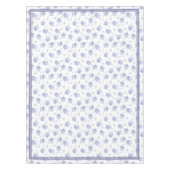 青と白のアジサイの植物学的なトイレ柄 テーブルクロス (正面)
