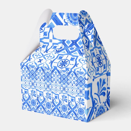 青と白のアズレジョスペインのアズール模様 フェイバーボックス (裏面サイド)