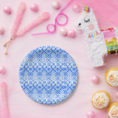 青と白のアズレジョスペインのアズール模様 ペーパープレート (パーティー)