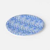 青と白のアズレジョスペインのアズール模様 ペーパープレート (アングル)