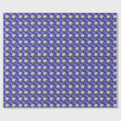 青と白のアネモネの花柄 ラッピングペーパー (フラット)