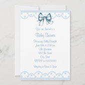 青と白のアフリカ系アメリカ人男の赤ちゃんシャワー 招待状 (裏面)