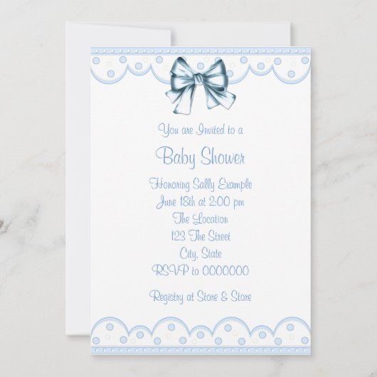 青と白のアフリカ系アメリカ人男の赤ちゃんシャワー 招待状 (裏面)