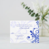 青と白のアブストラクトフラワーレスポンスカード 出欠カード (スタンド正面)