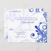 青と白のアブストラクトフラワーレスポンスカード 出欠カード (正面/裏面)