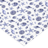 青と白のアロバーの貝殻のパターン ショートテーブルランナー (コーナー)