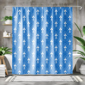 青と白のアートデコのシームレスなパターン シャワーカーテン