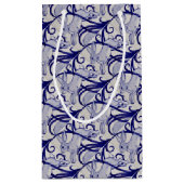 青と白のアールデコうさぎタイルギフトラッピング スモールペーパーバッグ (裏面)