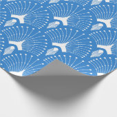 青と白のアールデコ模様 ラッピングペーパー (角)