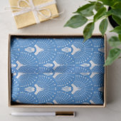 青と白のアールデコ模様 薄葉紙 (ギフト)