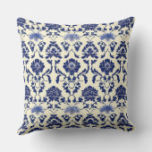 青と白のアールヌーボーチノイスリー牡丹フローラ クッション (裏面)