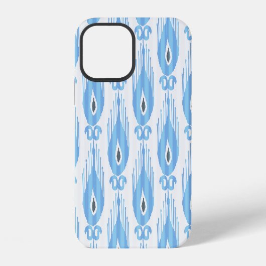 青と白のイカット柄デザイン iPhoneケース (裏面)