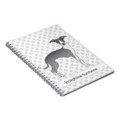 青と白のイタリアングレイハウンドとカスタム文字 ノートブック (右側)