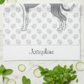 青と白のイタリアングレイハウンド名前をカスタムする キッチンタオル (折り畳み)