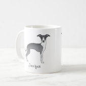 青と白のイタリアングレイハウンド名前をカスタムする コーヒーマグカップ (正面左)