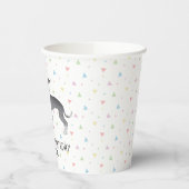 青と白のイタリアングレイハウンド – ハッピーバースデー 紙コップ (左)