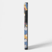 青と白のイタリアン大理石パターン iPhoneケース (左側面)