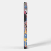 青と白のイタリアン大理石パターン iPhoneケース (右側面)