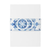 青と白のイタリアン水彩タイル模様 招待状ベリーバンド (裏面例)