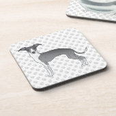 青と白のイタリアン肉足のグレイハウンド犬 コースター (左側)