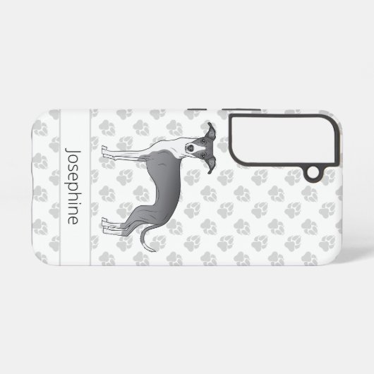 青と白のイタリアン肉足のグレイハウンド犬 SAMSUNG GALAXYケース (裏面横)