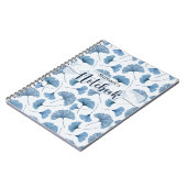 青と白のイチョウの植物スパイラルフォトノートブック ノートブック (左側)