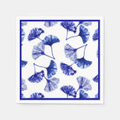 青と白のイチョウ葉 スタンダードカクテルナプキン (正面)