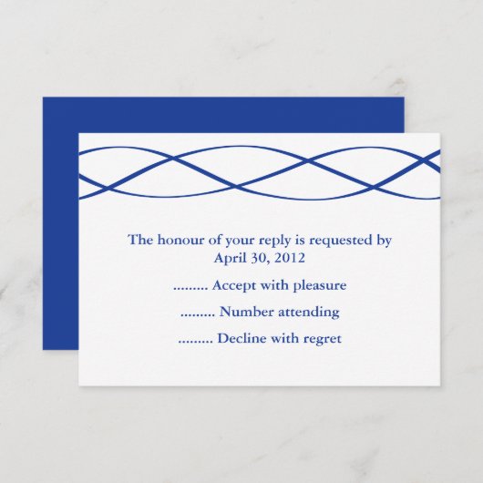 青と白のイベントの返信、RSVP、または応答カード 出欠カード (正面/裏面)