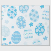 青と白のイースターエッグ ラッピングペーパー (フラット)