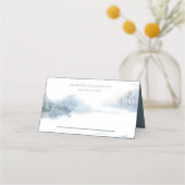 青と白のウェディングレセプション プレイスカード (正面)