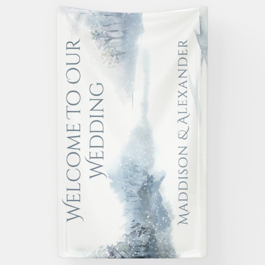 青と白のウェディングレセプション 横断幕 (縦)