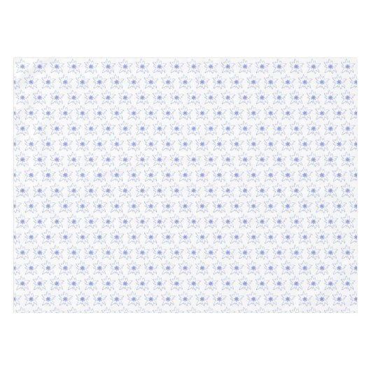 青と白のエッジワイスの輪郭パターン テーブルクロス (正面(横))